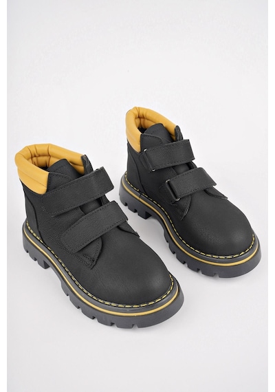 Muggo Gadget Garantili Çocuk Unisex Rahat Kalıp Soğuğa Dayanıklı Cırtlı Bot 001 Sarı - Siyah
