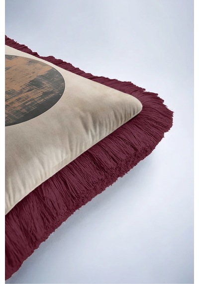 Soyut Geometrik Dekoratif Formlu Saçaklı Yastık Kılıfı - Minimal Bej Bordo Püsküllü Kırlent Kılıfı Uzak Vadi Aura Soyut Geometrik Dekoratif Formlu Saçaklı Yastık Kılıfı - Minimal Bej Bordo Püsküllü Kırlent Kılıfı Uzak Vadi Aura