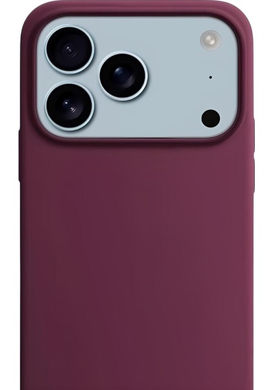 Apple Uyumlu iPhone 17 Pro Max Soft Touch Lansman Silikon Kılıf Bordo Mürdüm