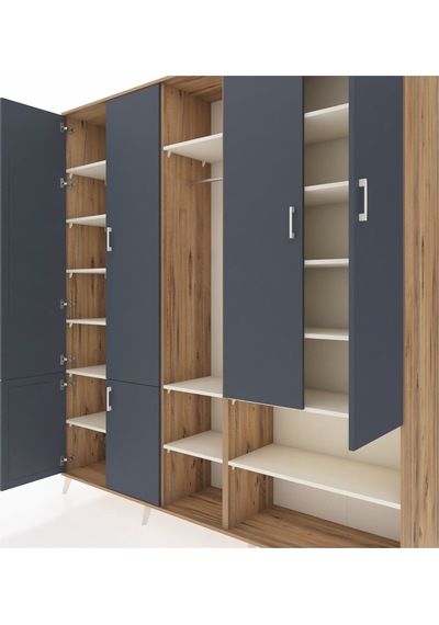 Hyperion Dolap 15 Raflı 5 Kapaklı Tek Askılı 220x44x243 Çam-antrasit/aytaşı Antrasıt/aytası Hyperion Dolap 15 Raflı 5 Kapaklı Tek Askılı 220x44x243 Çam-antrasit/aytaşı Antrasıt/aytası