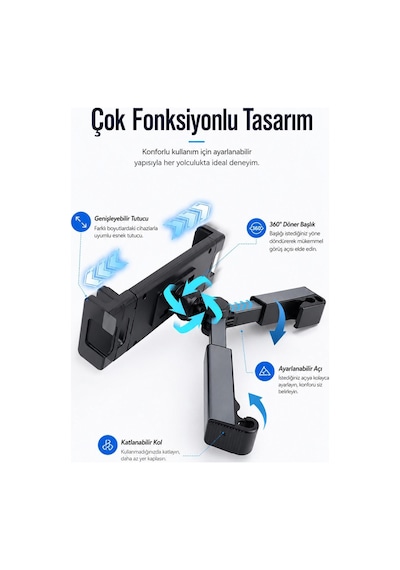 Araç Koltuk Arkası Tablet Telefon Tutucu Ayarlanabilir Döner Oto Tablet Standı Diğer