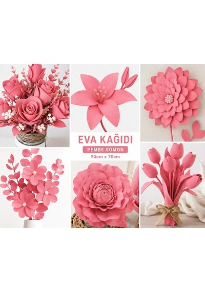 Eva Kağıt, Çiçek Yapım Eva, Dekoratif Süsleme Ve Elişi Kağıdı, 1.5 Mm - 50x70 Cm - Pembe Somon