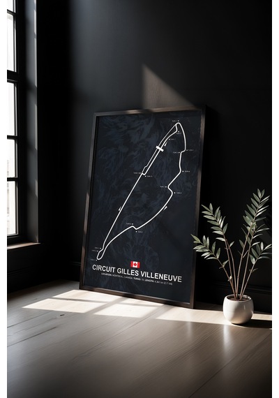 Gilles Villeneuve F1 Pisti Ahşap Çerçeveli Tablo Kanada Gp Poster Siyah