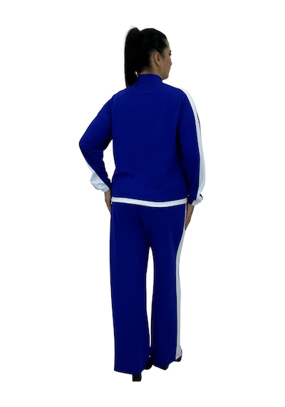 Büyük Beden Viskon Fermuarlı Taşlı Kolu Lastikli Alt Üst Kadın Spor Şık Takım Saks Mavi Büyük Beden Viskon Fermuarlı Taşlı Kolu Lastikli Alt Üst Kadın Spor Şık Takım Saks Mavi