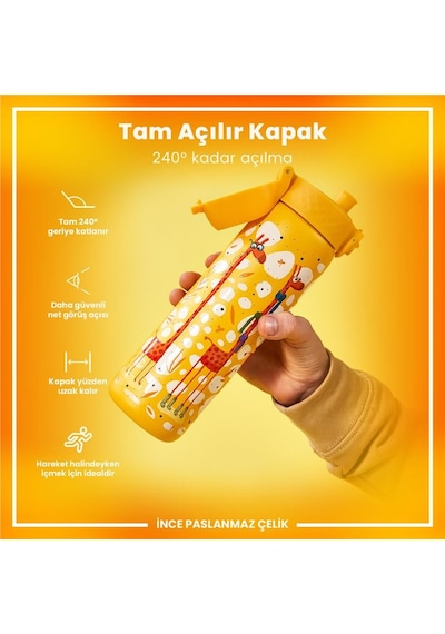 Ion8 - Paslanmaz Çelik İnce Suluk - Zürafalar - 600 Ml - Sızdırmaz Çok Renkli