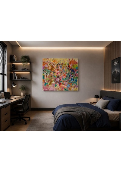 Renk Patlaması Soyut Kanvas Tablo Modern Abstract Art Duvar Dekoru Renkli Premium Salon & Ofis Tablosu