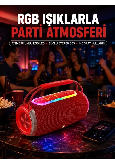 20w Güçlü Ses Çift Sürücülü Rgb Led Işıklı Bluetooth 5. 3 Hoparlör