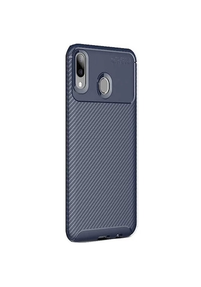 Huawei Y7 Prime 2019 Karbon Desenli Negro Silikon Kılıf Lacivert