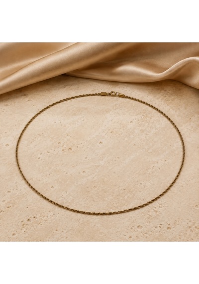 Altın Renk İnce Burgu Halat Zincir Kuyum Model Kolye 40-45 Cm Minimal Tasarım Renkli