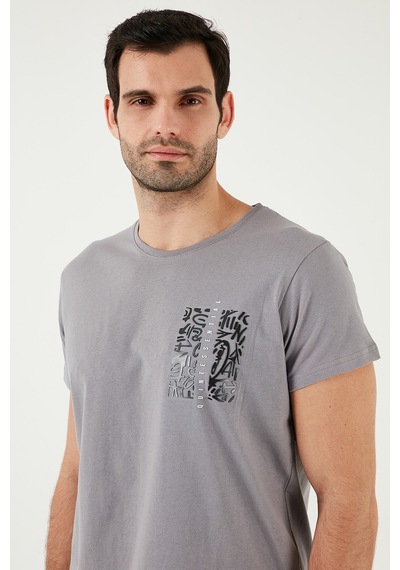 Buratti Bisiklet Yaka Pamuklu Slim Fit Erkek T Shirt 541Quint Açık Gri