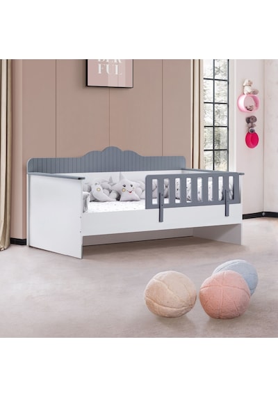 Karyola, Flower Montessori Karyola - Antrasit + 1 Adet Comfort Yatak