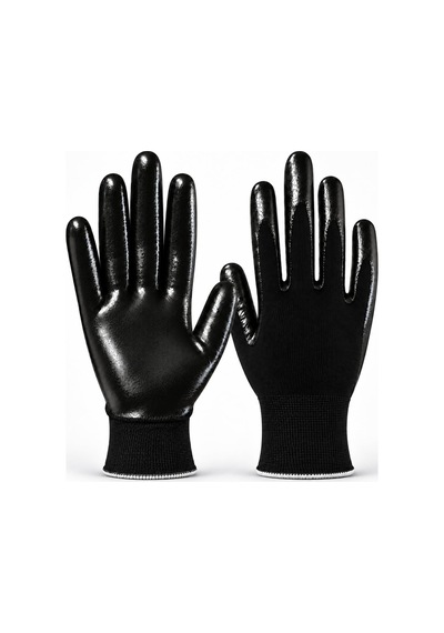Nitril Kaplama Siyah İş Güvenlik Eldiveni 10 Xl Beden Double Nitril Polyester İnşaat Sanayi Eldiveni Diğer