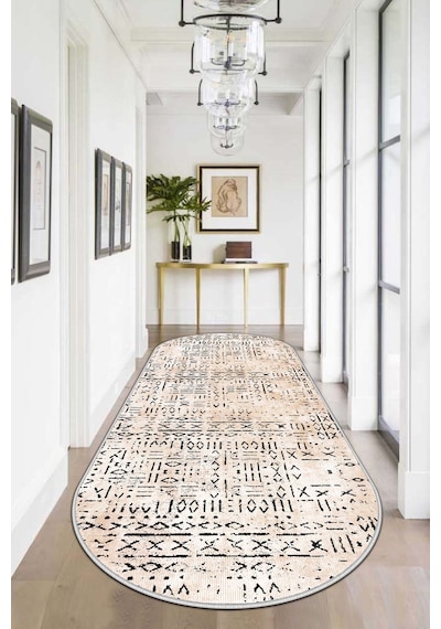 West Home Makinede Yıkanabilir Kaymaz Taban Leke Tutmaz Oval Modern Yolluk Ev Dekorasyonu İçin Bej Kesme Yolluk Wh548 Beige Oval Yolluk