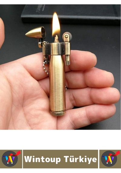Wintoup Dekoratif Hediyelik Retro Vintage Koleksiyon Anahtarlık Kolye Ucu Kullanım Şık Kurşun Tasarım Çakmak