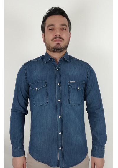 Tousus Slim Fit Kot Erkek Gömlek Slm-2015-tss Mavi