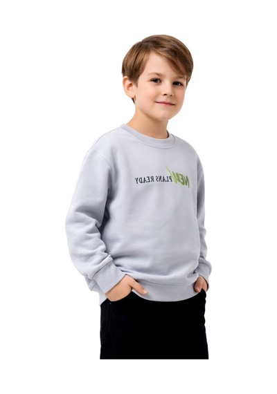 Baglan Erkek Çocuk Önü Arkası Baskılı Sweatshirt Bgl-st05239 Gri