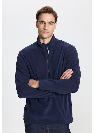 George Henry Anti-pilling Tüylenme Yapmayan Standart Fit Bato Yaka Soğuk Geçirmez Sweatshirt Polar Lacivert