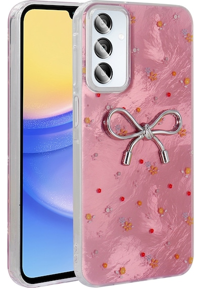 Galaxy A15 Uyumlu Kılıf Kamera Korumalı Figürlü Zore Ponti Silikon Kapak - Açık Pembe AÇIK PEMBE