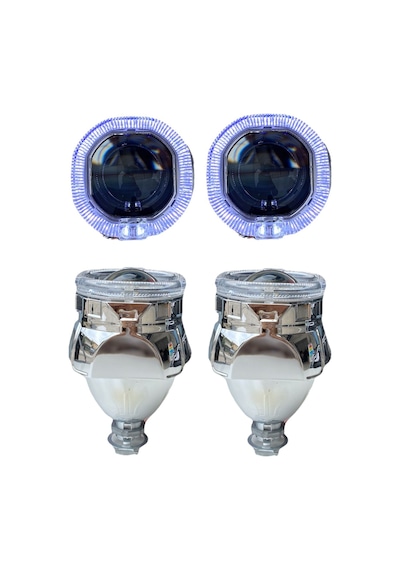 2.5 İnç Kare Angellı Bi-xenon Mercek Beyaz Angel + Rgb Şeytan Göz