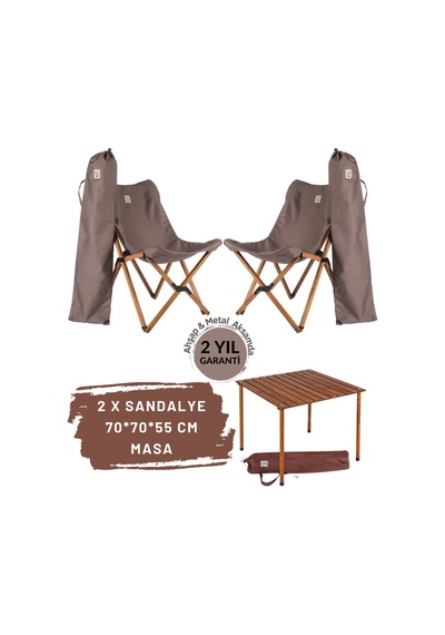 Ag The Joy Ahşap Masa Sandalye Seti Kahverengi-Koyu Gri-70 70 55cm Koyu Gri