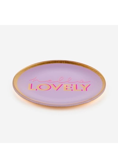Mor Cam Hello Lovely Dekoratif Tabak 13x1x13 Cm