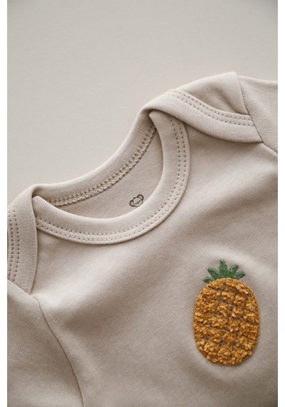 Ohlalakoala Ananas Nakışlı Çıt Çıtlı Body-zıbın Vizon