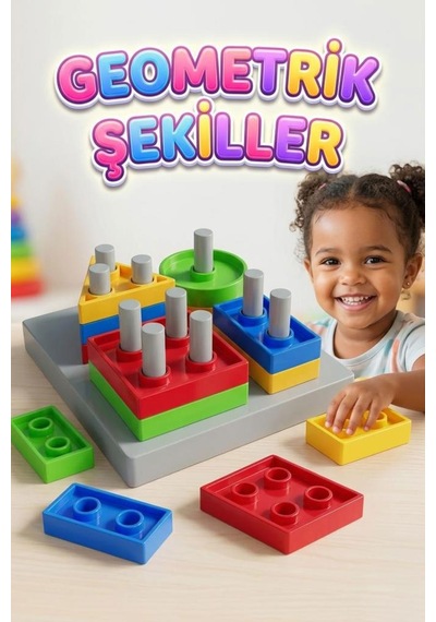 17 Parça 4 Farklı Renkli Eğlenceli Geometrik Şekilli Zeka Geliştirici Eğitici Bul-tak Oyun Seti