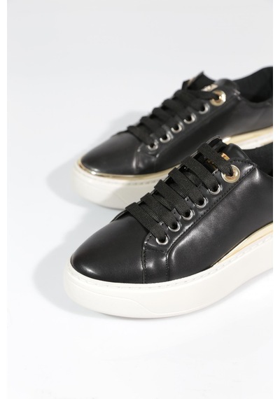 Dgn 2555 Kadin Sneakers Ayakkabi Siyah Beyaz Altın