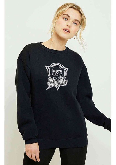 Troopers Baskılı Siyah Kadın Sweatshirt