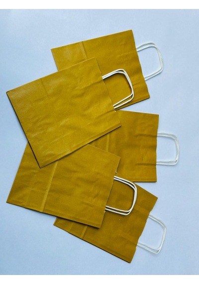 1.kalite 18x8x24cm 5 Li Yağ Yeşili Renkli Kraft Kağıt Çanta Hediye Poşeti Hediye Paketi Kraft Çanta