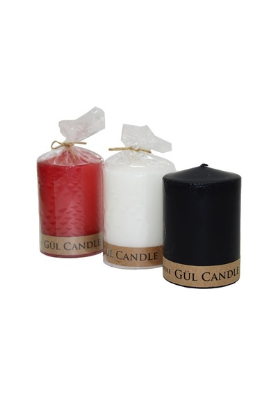 Gül Candle 7x10 Orta Renkli Silindir Mum- 20'li Paket