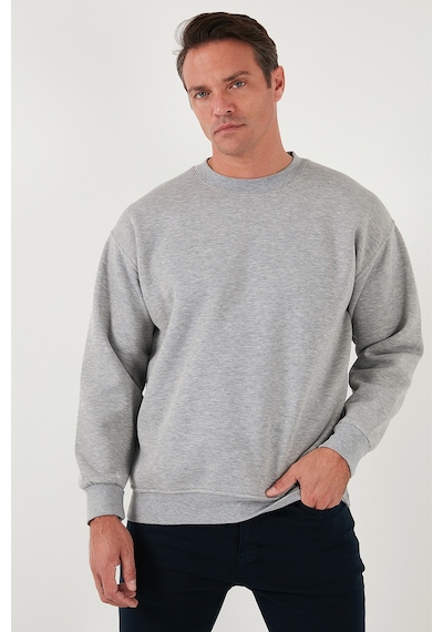 Buratti Regular Fit Bisiklet Yaka Pamuklu Içi Tüylü Yumuşak Şardonlu Erkek Sweat 5905255 Gri Melanj