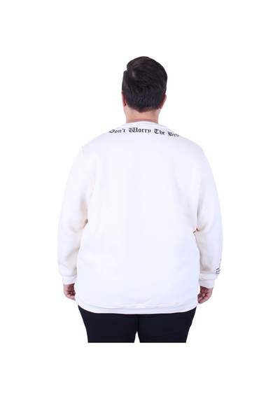 Moc Grande Mocgrande Büyük Beden Bisiklet Yaka 3ip Sweat Dream 25715 Bej Bej