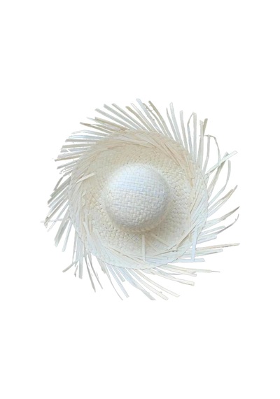 Mey İthalat Tropikal Parti Beyaz Hasır Hawaii Şapkası 13x36 Cm