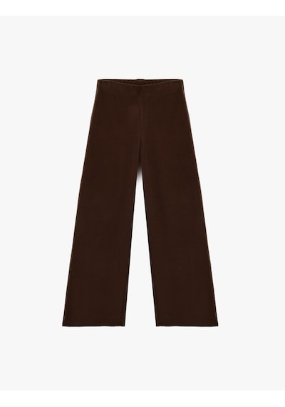 Koton Standart Bel Geniş Paça Pantolon Kahverengi 6sak40037ek Kahve