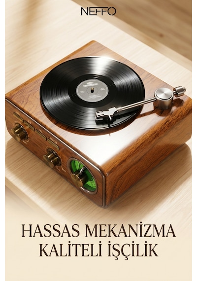 Retro Nostaljik Ahşap Pikap & Bluetooth Hoparlör Nostaljik Plak Çalar
