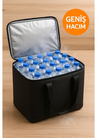 40 Litre Termos Çanta Yalıtımlı Plaj, Piknik, Kamp Ve Günlük Kullanıma Uygun Termal Çanta Siyah