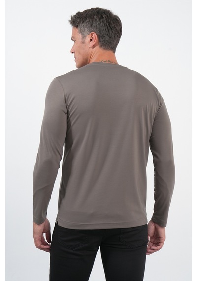 İmza Haki Bisiklet Yaka Uzun Kol Örme Standart Fit Esnek Sweatshirt 1013260150