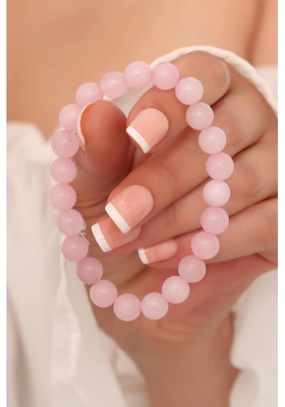Pembe Kuvars Taşı Bileklik Pembe