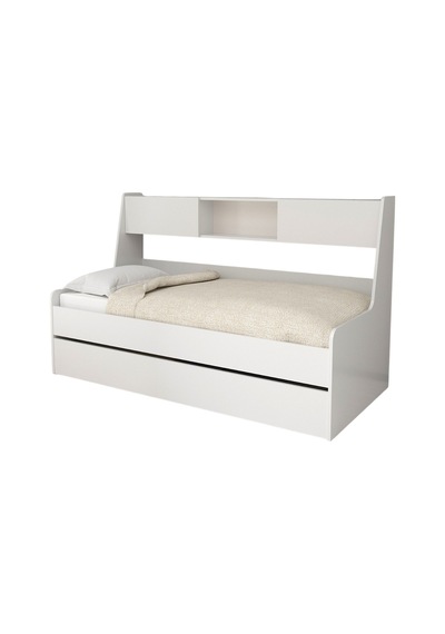 Yavrulu Karyola, Viyole Kapaklı, Kitaplıklı Yavrulu Karyola - 90x200 / Beyaz Yavrulu Karyola, Viyole Kapaklı, Kitaplıklı Yavrulu Karyola - 90x200 / Beyaz
