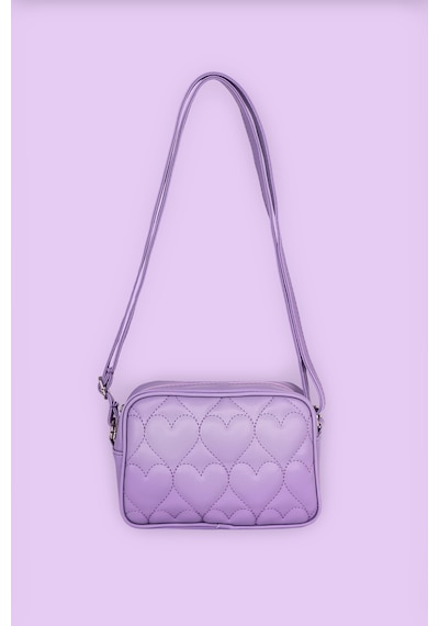 İcone Bag Icone Çocuk Kalp Kapitone Detaylı Omuz Çantası Lila