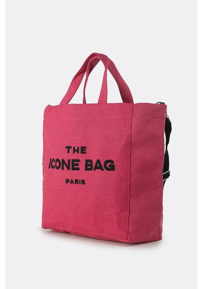 Icone Fuşya The Icone Bag Paris İşlemeli Tote Kadın Kol Çantası Ve Omuz Çantası Fuşya