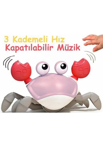Kaçan Yengeç Macera Başlasın İndüksiyon Sensörlü Müzikli Işıklı Şarjlı Eğitici Oyuncak Hayvan Hayvan Figürü