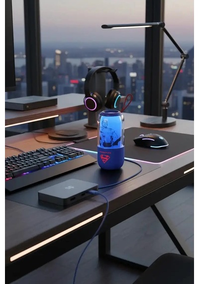 Mınıso Dc Lisanslı Superman Rgb Işıklı Bluetooth Hoparlör Ipx7 Suya Dayanıklı Güçlü Ses 19 Cm