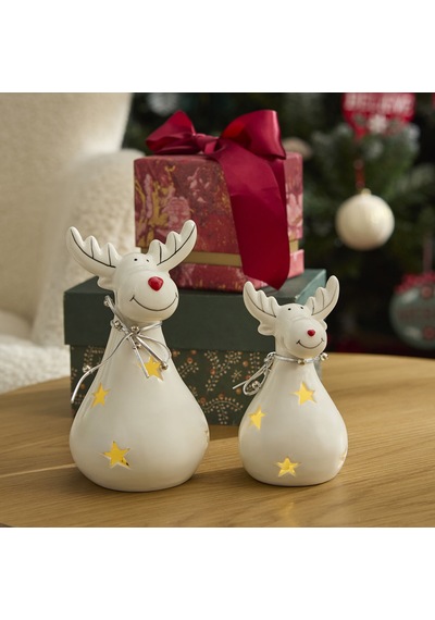 Karaca Home New Year Yılbaşı Yıldız Yansımalı Ledli Geyik Dekoratif Obe 7x7x13 Cm