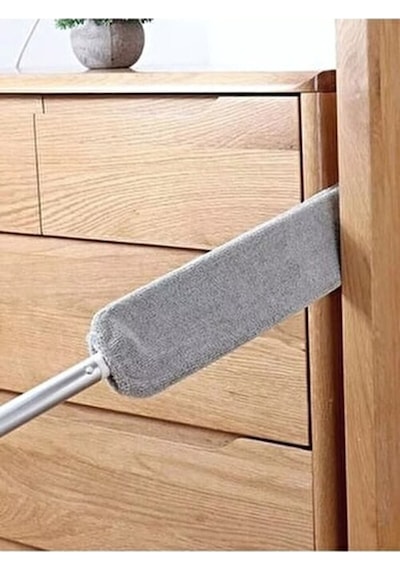 1 Yedekli Mikrofiber Başlıklı Girintili Yüzey Dip Köşe Raf Temizleme Mopu Toz Alma Fırçası