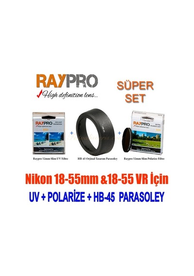 Raypro 52Mm Hd Slim Uv + Polarize Filtre + Hb-45 Parasoley Seti Raypro 52Mm Hd Slim Uv + Polarize Filtre + Hb-45 Parasoley Seti