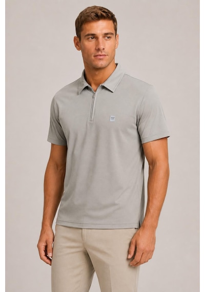 Alexander Gardi Teknik Kumaş Fermuarlı Polo T-shirt Yeşil