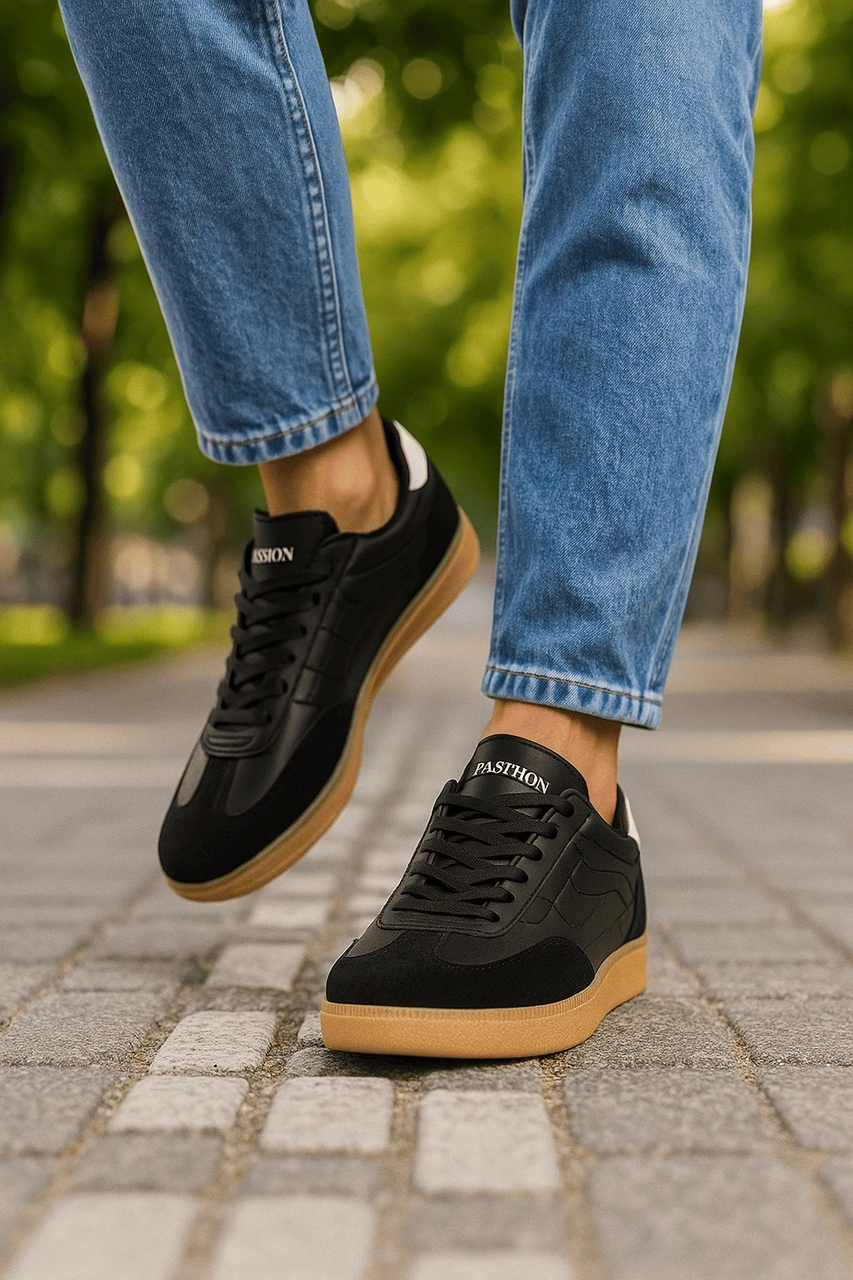Günlük Unisex Sneaker Bağcıklı Dikiş Detaylı Oval Burun Tırtıklı Taban Hafir Spor Ayakkabı 353 Siyah - Beyaz Günlük Unisex Sneaker Bağcıklı Dikiş Detaylı Oval Burun Tırtıklı Taban Hafir Spor Ayakkabı 353 Siyah - Beyaz