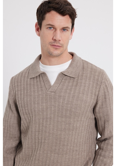 Tudors Erkek Standart Fit Normal Kesim Polo Yaka Kahverengi Kazak-46288 Tudors Erkek Standart Fit Normal Kesim Polo Yaka Kahverengi Kazak-46288